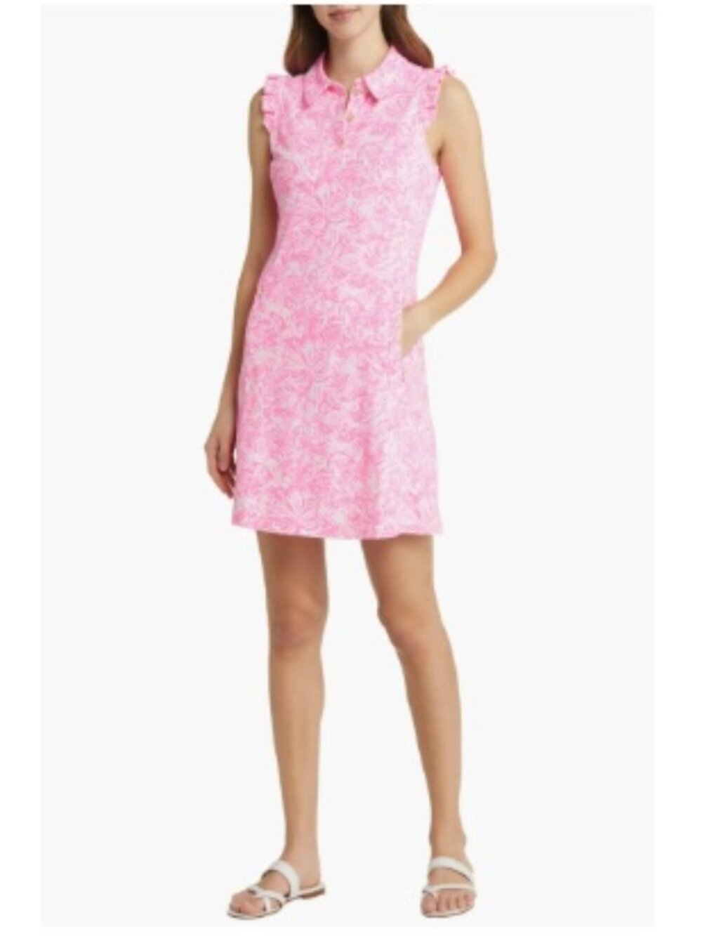 NWT Lilly Pulitzer Silvia Floral UPF 50+ Polo Dress, Pink Blossom Foxy Llama, XS
